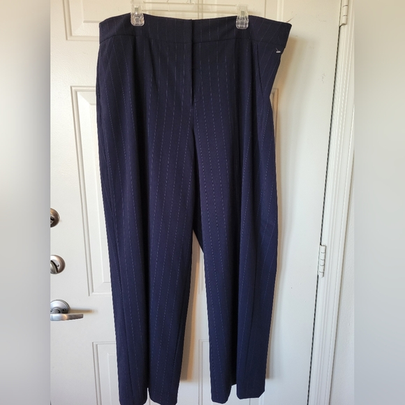 Lane Bryant Navy Blue Pinstripe 22 Regular Dress Trouser Pants - Picture 2 of 5